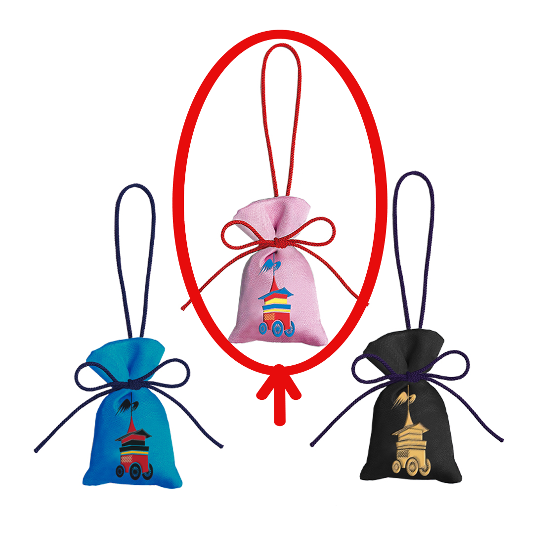 匂袋巾着　祗園祭＜ﾋﾟﾝｸ＞ OP袋入　