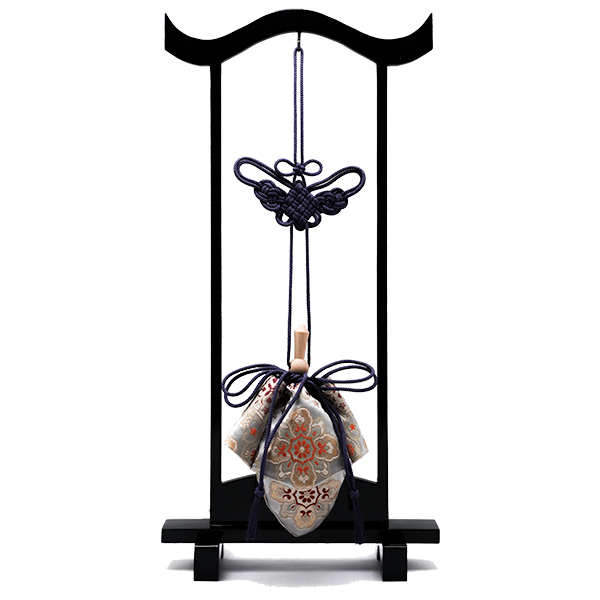 訶梨勒（極品）飾り吊り台セット：紫紐/花紋
