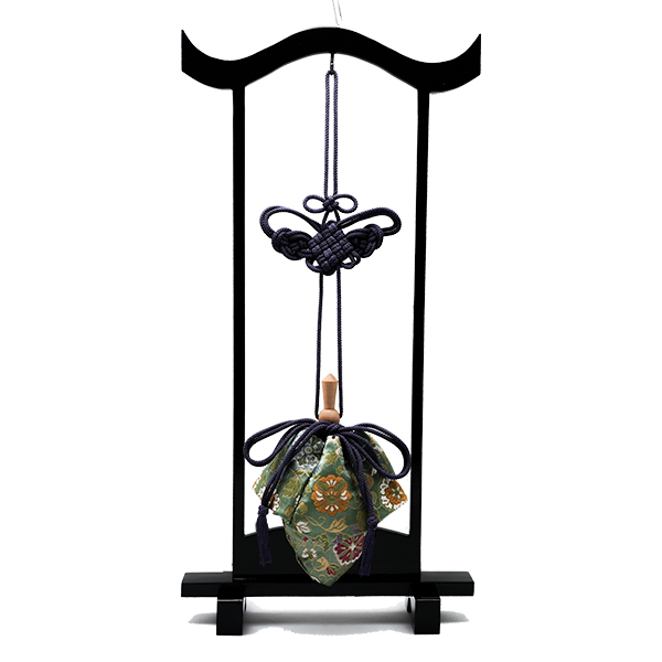 訶梨勒（極品）飾り吊り台セット：紫紐/牡丹唐草