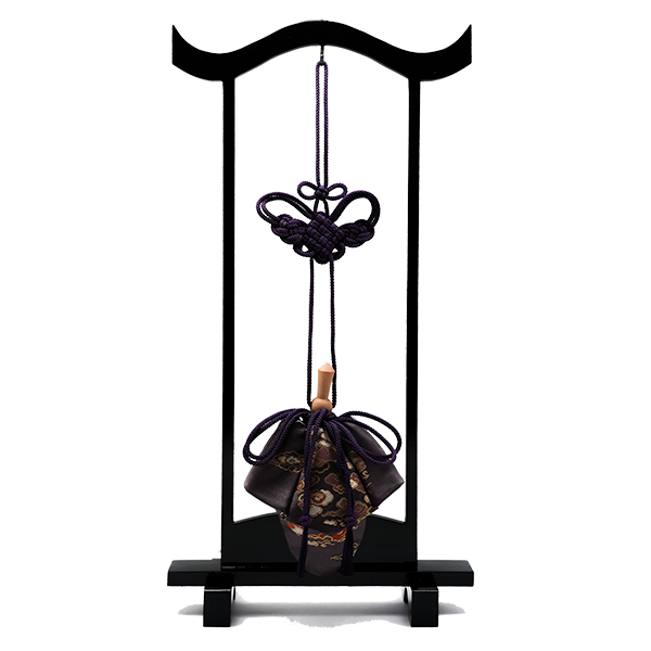 訶梨勒（極品）飾り吊り台セット：紫紐/雲丸紋
