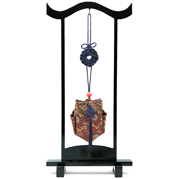 訶梨勒（上品）飾り吊り台セット：紫紐/秋草
