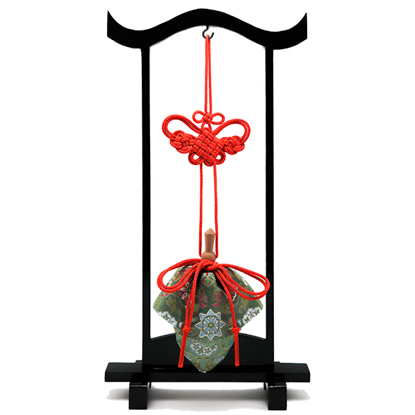訶梨勒（極品）飾り吊り台セット：朱紐/牡丹唐草