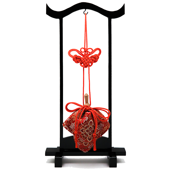 訶梨勒（極品）飾り吊り台セット：朱紐/花丸唐草に桐