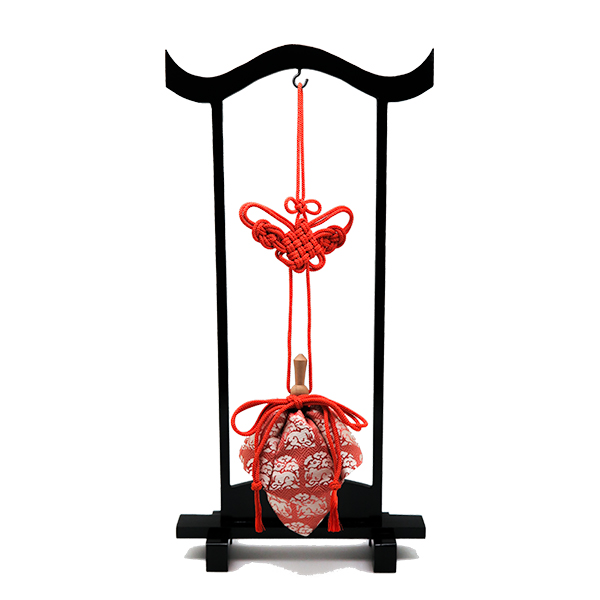 訶梨勒（極品）飾り吊り台セット：朱紐/花門に兎