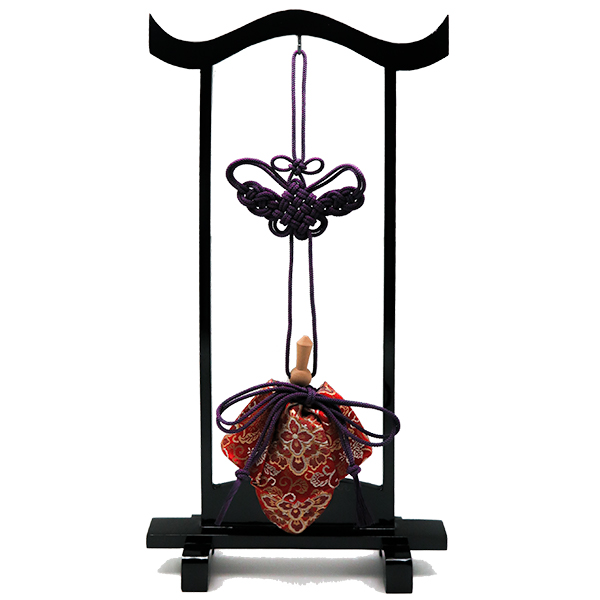 訶梨勒（極品）飾り吊り台セット：紫紐/花丸唐草に桐
